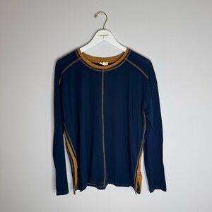Hem & Thread | Navy and Burnt Orange Long Sleeve Top | Size Large